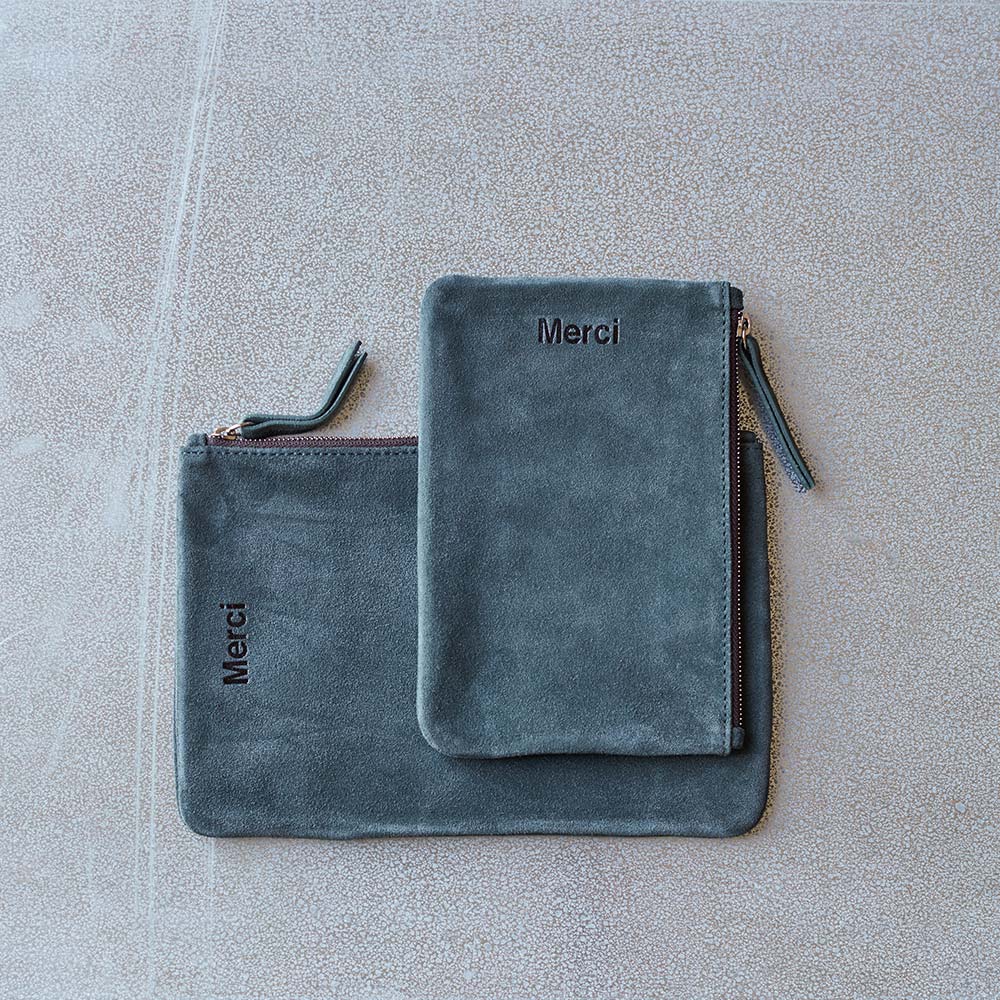 ARKET - Grande pochette en cuir métallisé - Argenté