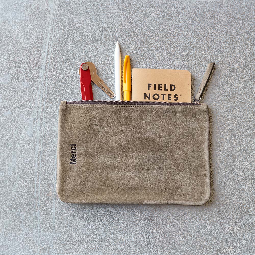 Merci suede leather pouch Truffle - Main Image