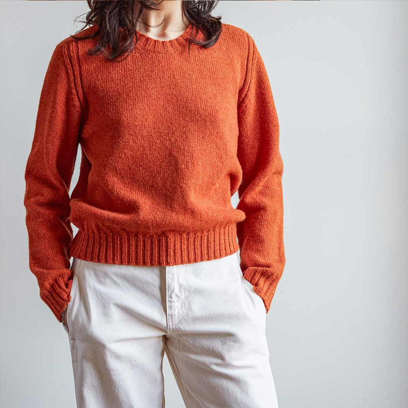 Merci - Pull en laine Shetland Femme - Orange