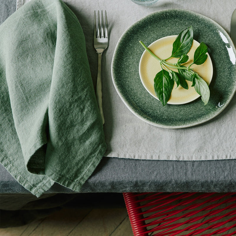 Serviette de table en lin lavé - Vert d'Anduze