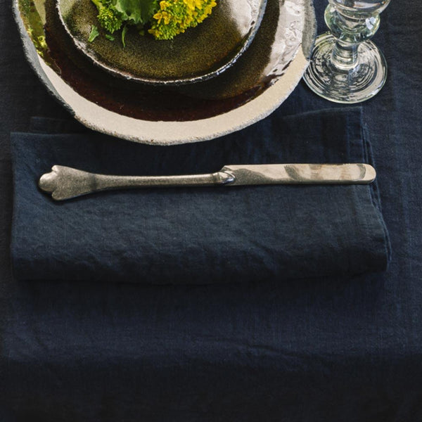Serviette de table en lin lavé - Bleu Encre