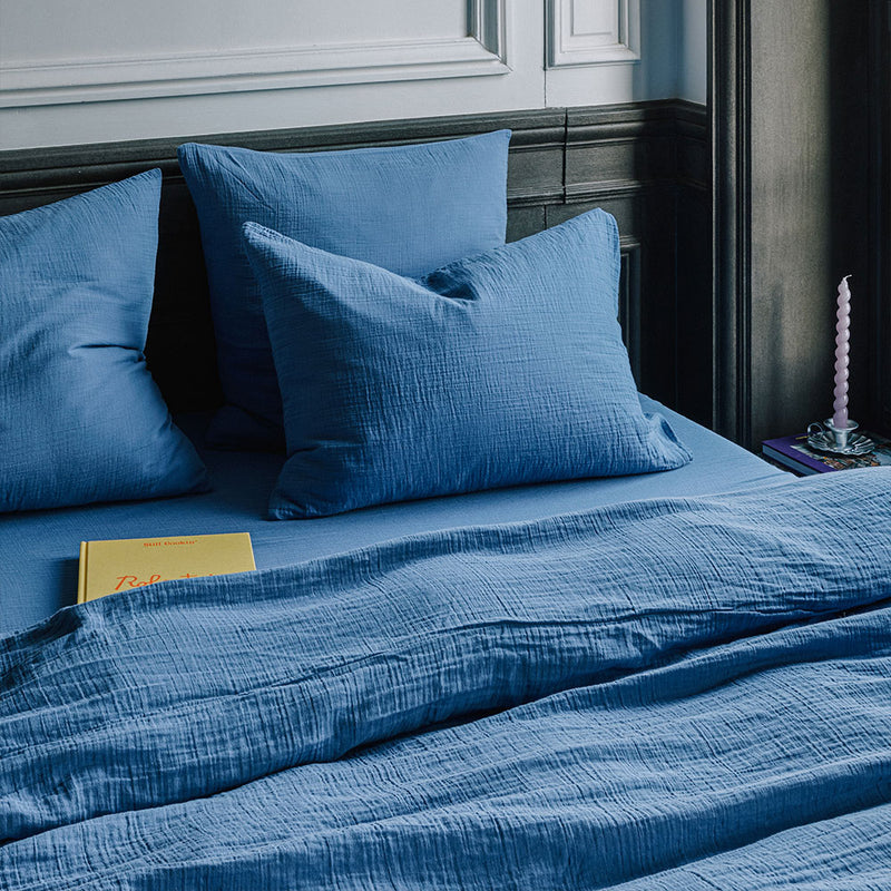 Taie d'oreiller en gaze de coton - Bleu Pompidou
