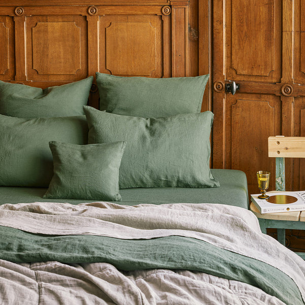 Pure washed linen quilt - Anduze Green