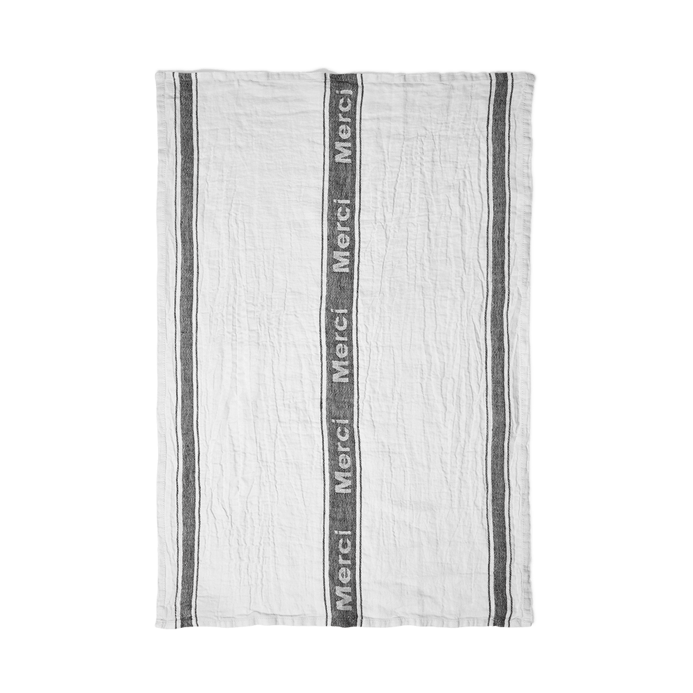 Torchon en lin lavé - Merci Noir - Linge de table – Merci Paris