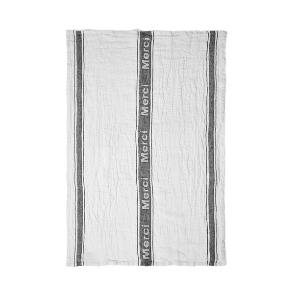 Torchon en lin lavé - Merci Noir - Linge de table – Merci Paris