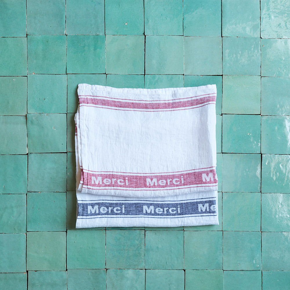 Torchon en lin lavé - Merci Rouge - Linge de table – Merci Paris