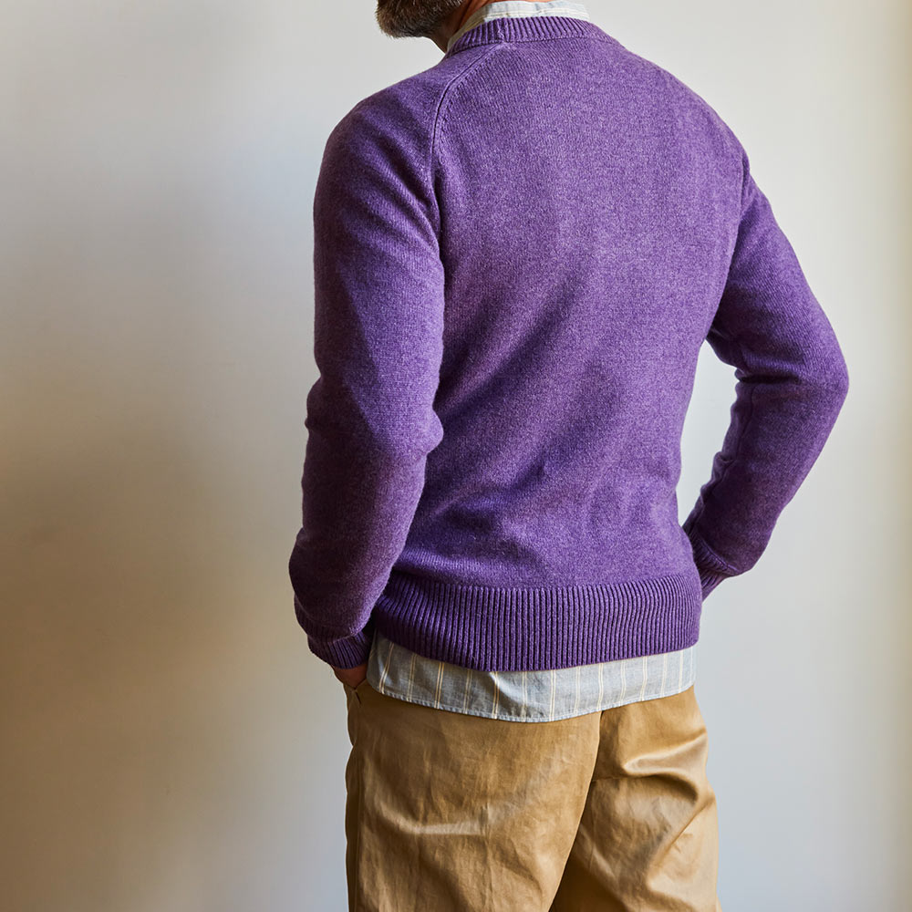 Pull Homme Vedoneire Violet – Col V, 100% Laine, Taille M, Excellent état